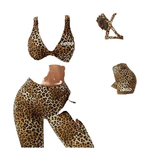 Salinca Women's Active Outdoor Sportswear Set Breathable Leopard Print Sublimation Leggings and Yoga Suit for Running and Yoga