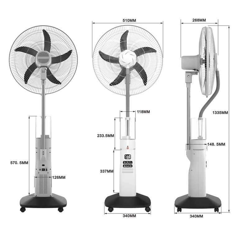 18 Inch Portable AC/DC Water Cooling Mist Fan with Remote