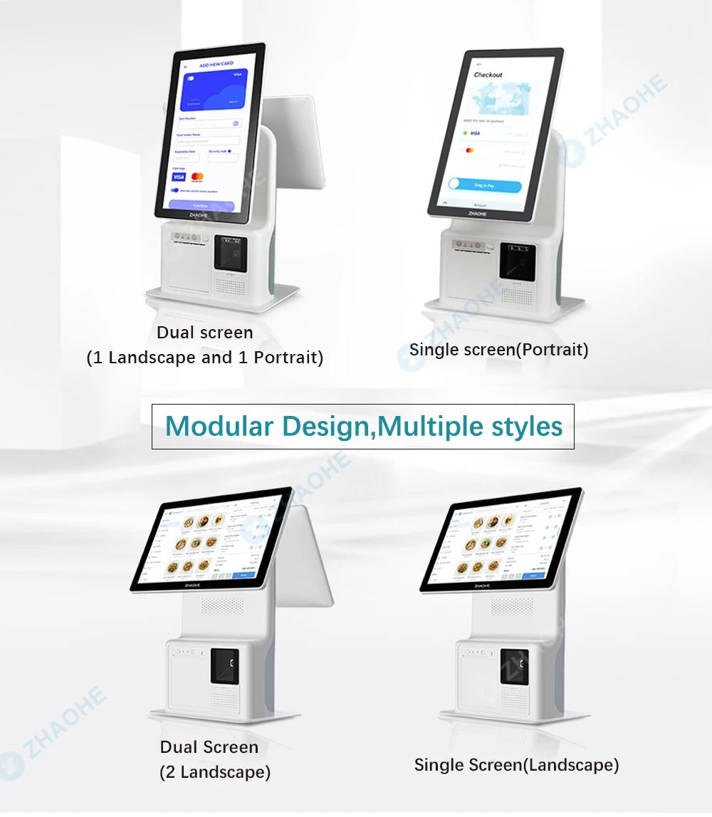 Latest Design Small Payment Kiosk Tablet 16inch Cashless Countertop Kiosk Pos Pc Self Kiosk for Restaurant Ticket