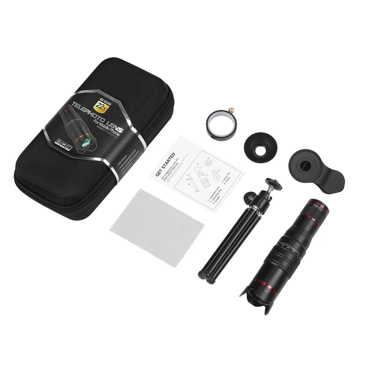 Téléobjectif 22x Pour Smartphone – Zoom HD Longue Portée + Trépied, Objectif Photo Sport & Nature, Compatible IPhone Android