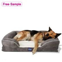 Manufacturer's Winter Calming Foldable Washable Memorial Memory Foam Orthopedic Pet Dog Bed Sofa Couch Square Shape Faux Fur