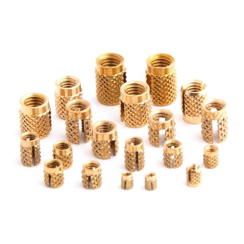 Custom Length High Quality M3 M4 M5 M6 M8 M10 Brass Cold Press Female Thread Insert  Slotted Copper Nuts for Plastic Laptop