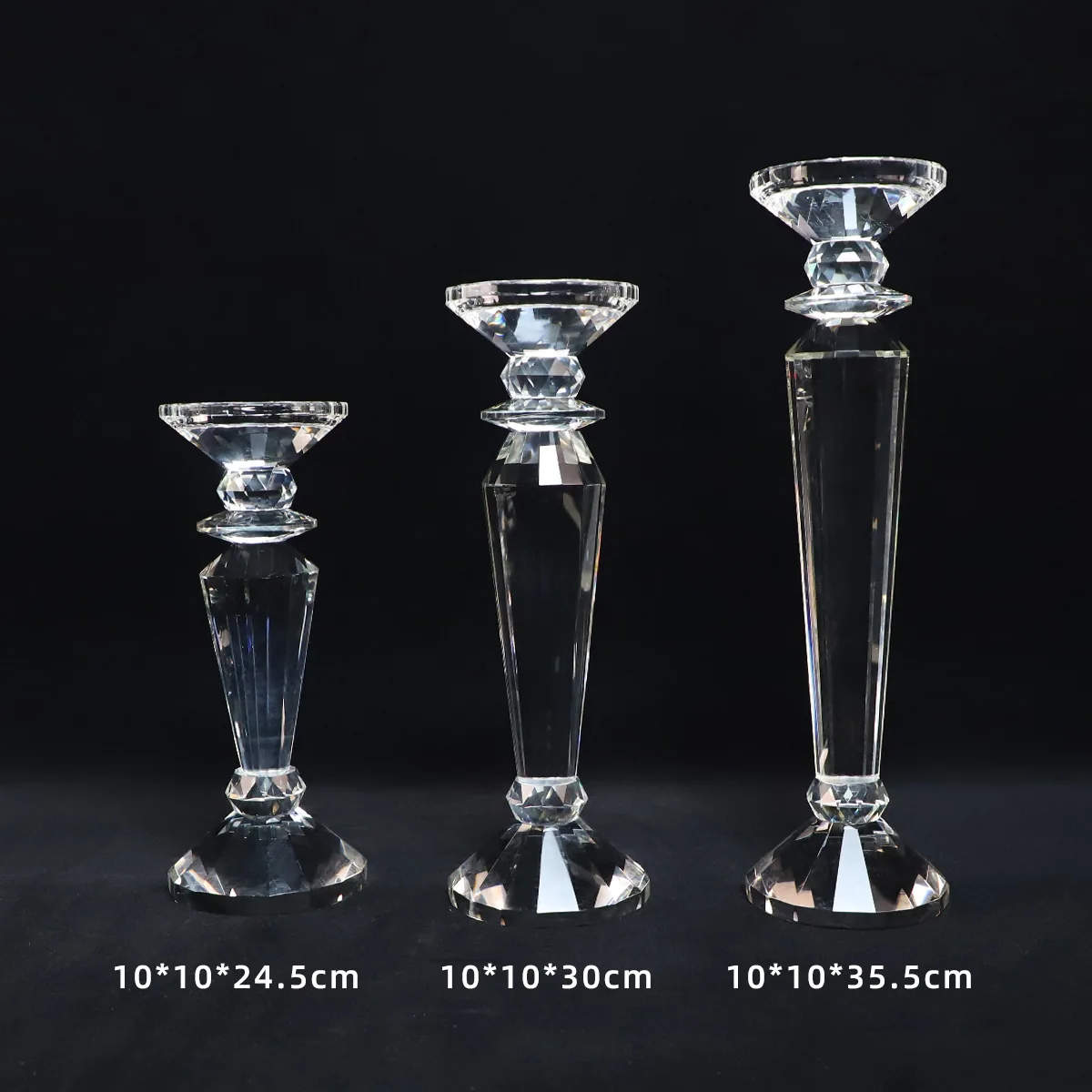 Wholesale crystal clear candle glass candlestick light craft holders party decoration manufacture