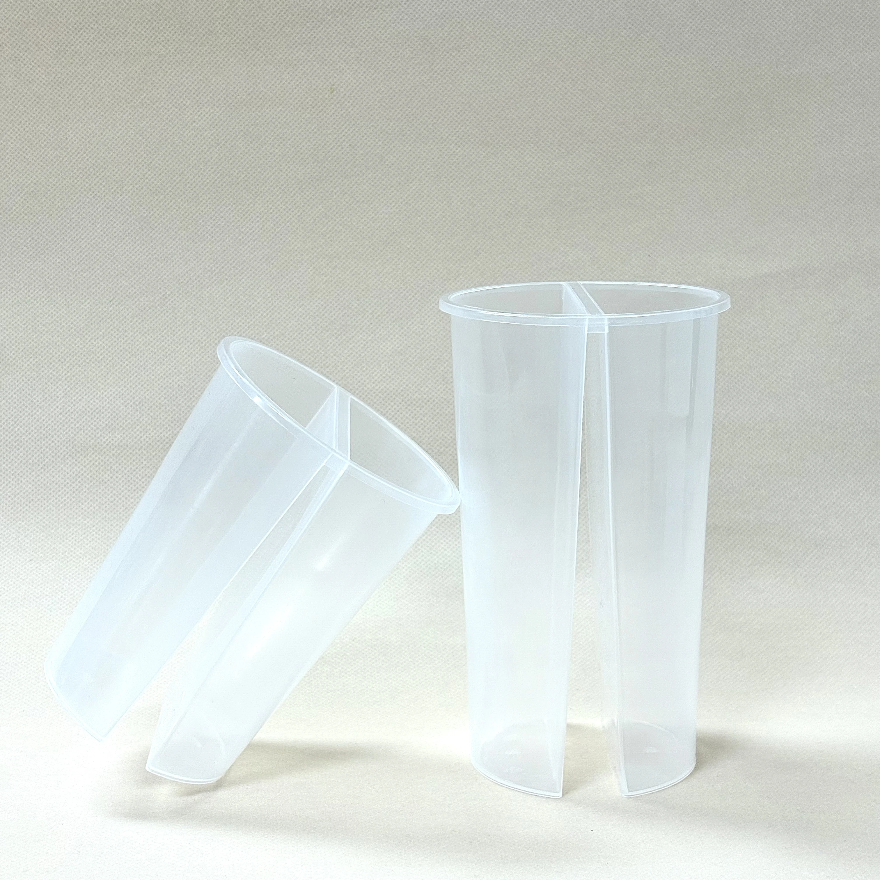 Split 700ml Disposable Plastic Share Cups Frozen Drink Two Pieces Cups Two in One Twins Cup