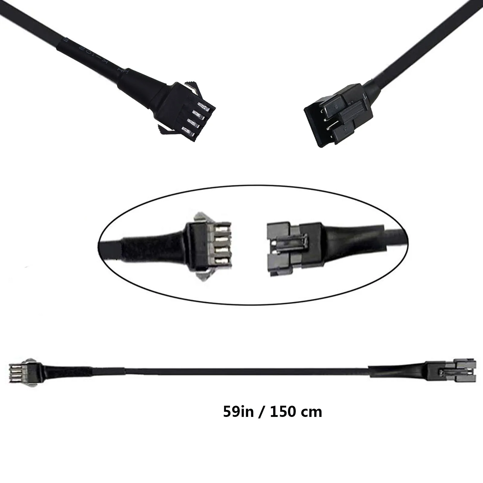 4-Pack 60-inch RGB LED Extension Cables - 4 Pin Connector For Motorcycle, ATV & Car Lighting