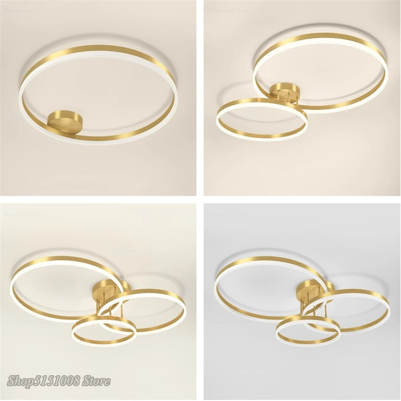 Plafondlamp LED Moderne Grote Woonkamer Lamp Dimbaar Met Afstandsbediening Kroonluchters Ring Design Plafond Slaapkamer Plafondverlichting Acryl