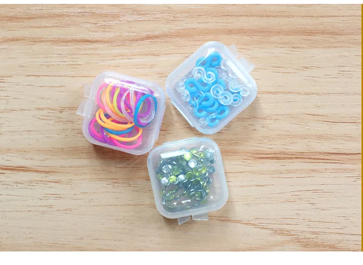 High permeability plastic small square box water diamond earplug box Transparent jewelry new material storage box details