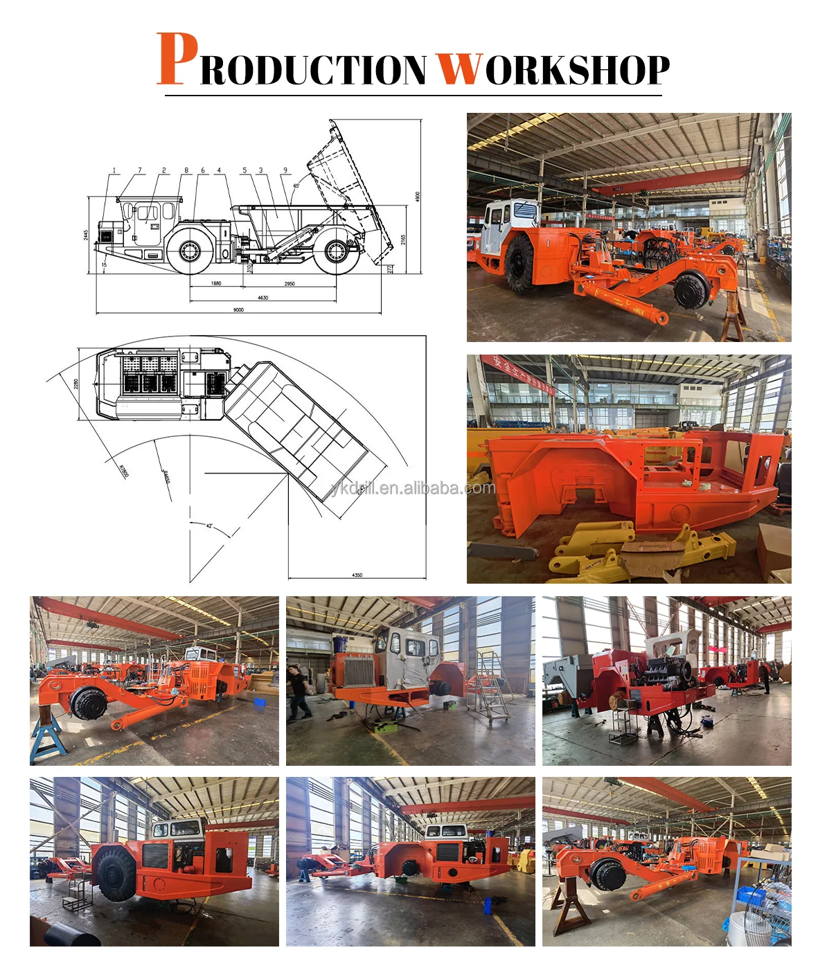 Small Size Underground Mining Dump Truck With 3 M3 6 Tons 6000 Kg Payload