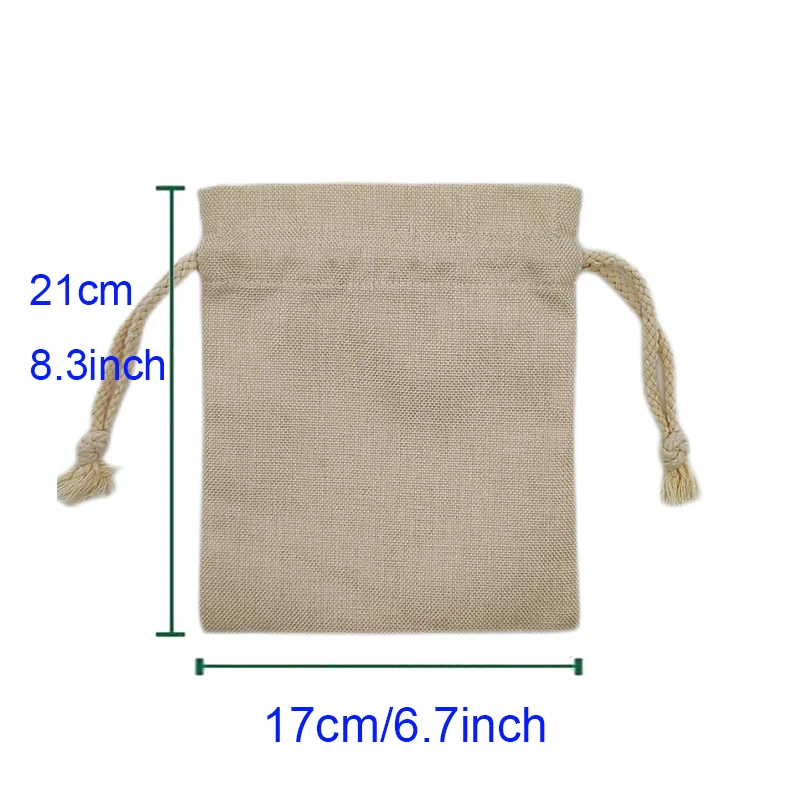 Qualisub Personalized Medium Size Linen Drawstring Gift Bag Sublimation Drawstring Bag Blanks