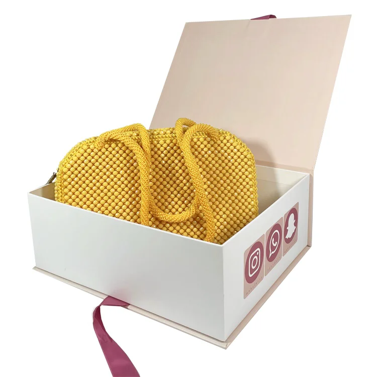 Customizable Matte Paperboard Rigid Box for Handbag Display Recycled Materials with Ribbon Closure