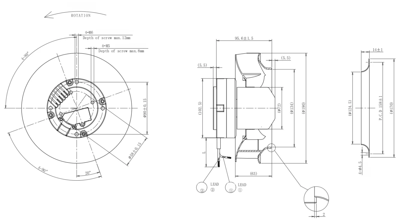 Centrifugal Fan, 190mm, 230v - detail 6