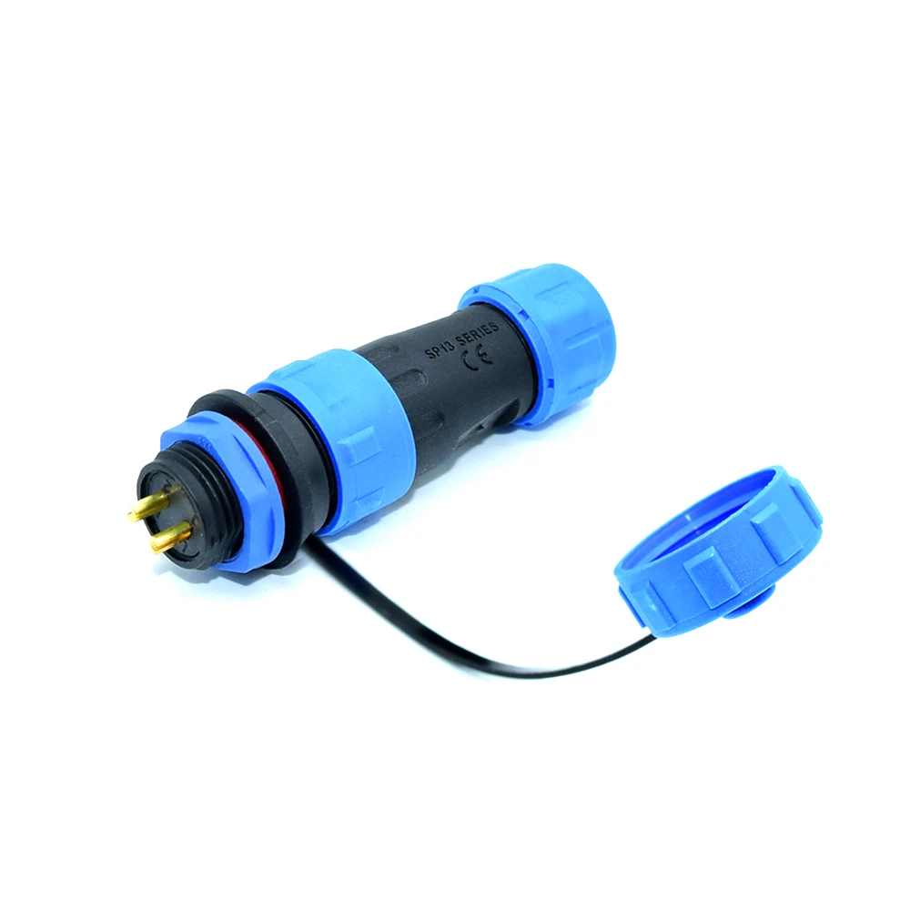 SP13 3-Pin Waterproof Connector – IP68, 250V/13A, AC/DC, Circular, 2-Port