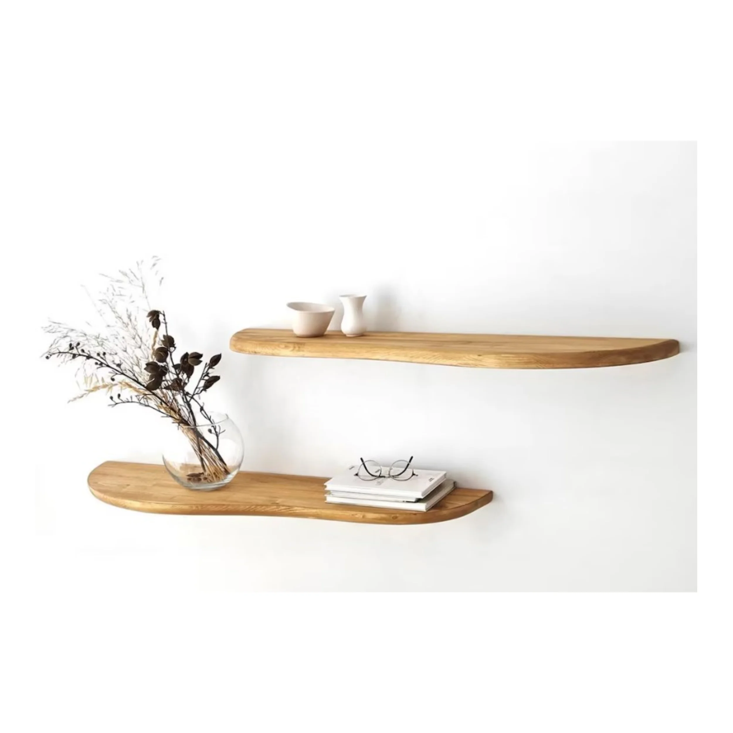 Rounded Corners Floating Shelf Modern Wooden Floating Shelf Unique Design Wall Decor Display Storage Wall Mounted Floating Shelf