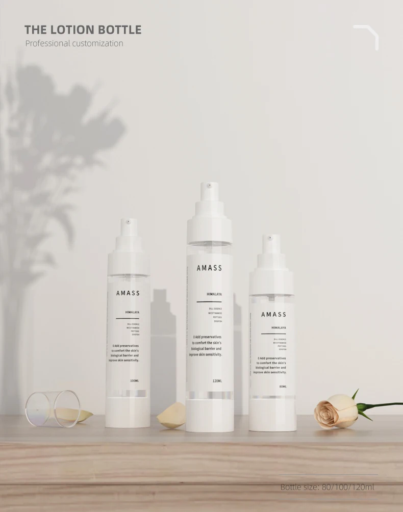 White Cosmetic Vacuum Pump Bottle 80ml 100ml 120ml Empty Round Lotion Bottle Buy Airless Pump