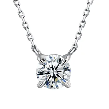 Gold Jewelry OEM/ODM Wholesale Genuine 18k White Gold 0.5 Carat Lab Grown Diamond Classic Necklace