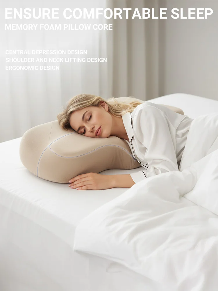 OEM Orthopedic Ergonomic Cervical Pillow Side Back Stomach Sleeper Contour Memory Foam Pillow for Neck Pain Relief