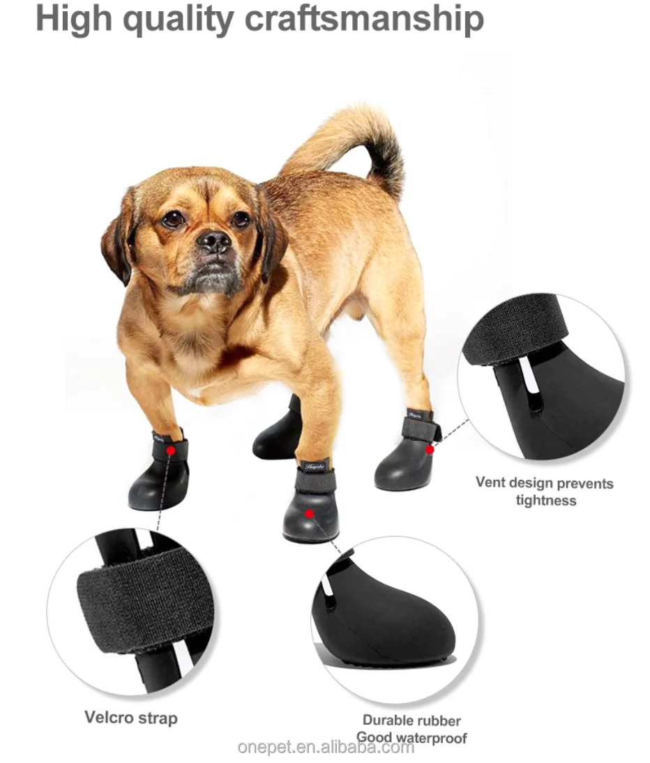 4pcs Pet Waterproof Shoes Outdoor Dog Walking Running Rubber Waterproof
