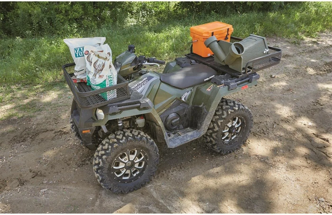 Universal ATV Front and Rear Storage Basket Set, UTV Cargo Luggage Carrier Racks, Heavy-Duty Steel Mesh Carrier, 2 Piece