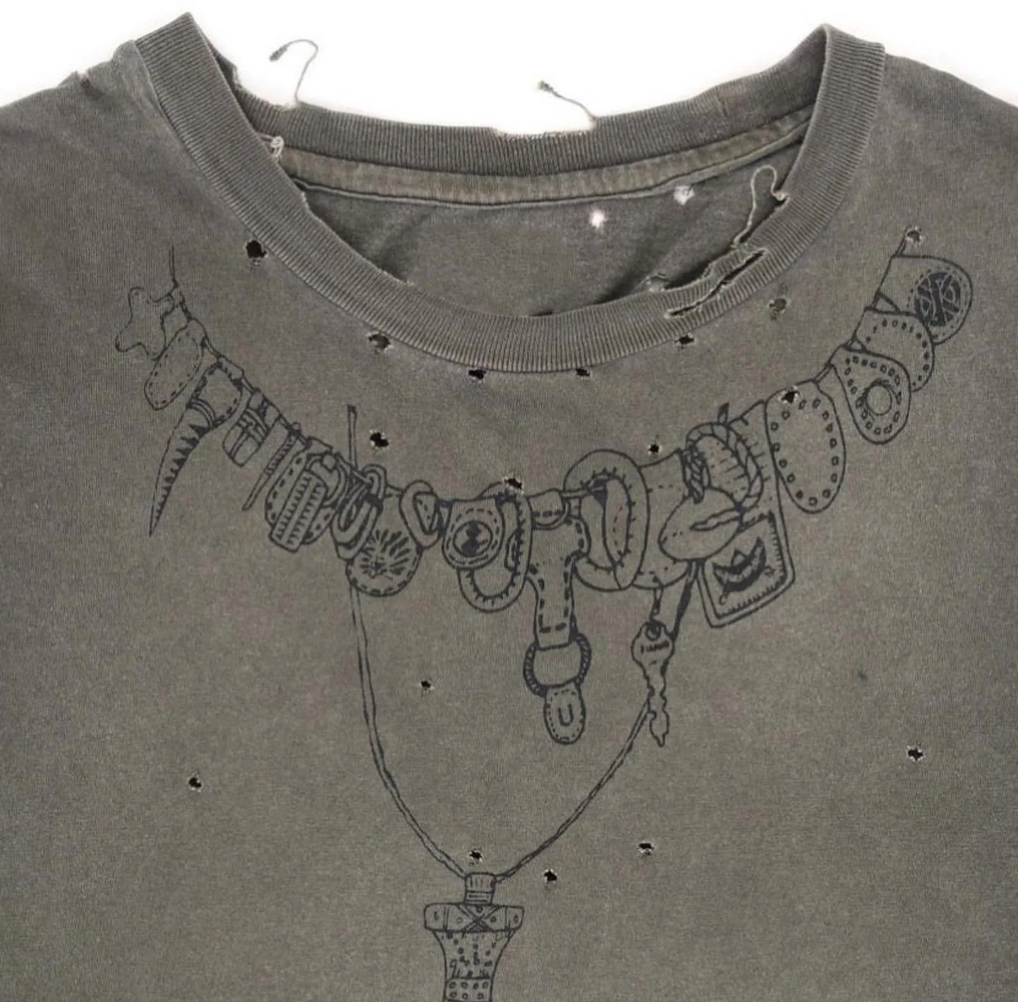 Custom Distressed Tee 100% Cotton Hole Crew Neck Screen Print T-shirt Graphic Oversized Faded Vintage Acid Wash T Shirt Men gallery 3