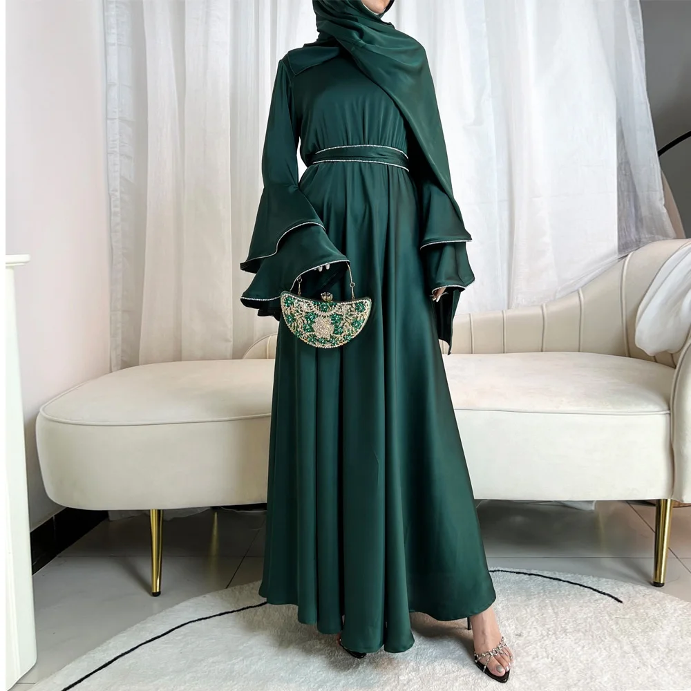 Modest Turkey Elegant Luxury Abaya Dress Set With Scarf Wide Layers Sleeves  Shining Long Maxi Dresses Robe for Women S354| Alibaba.com