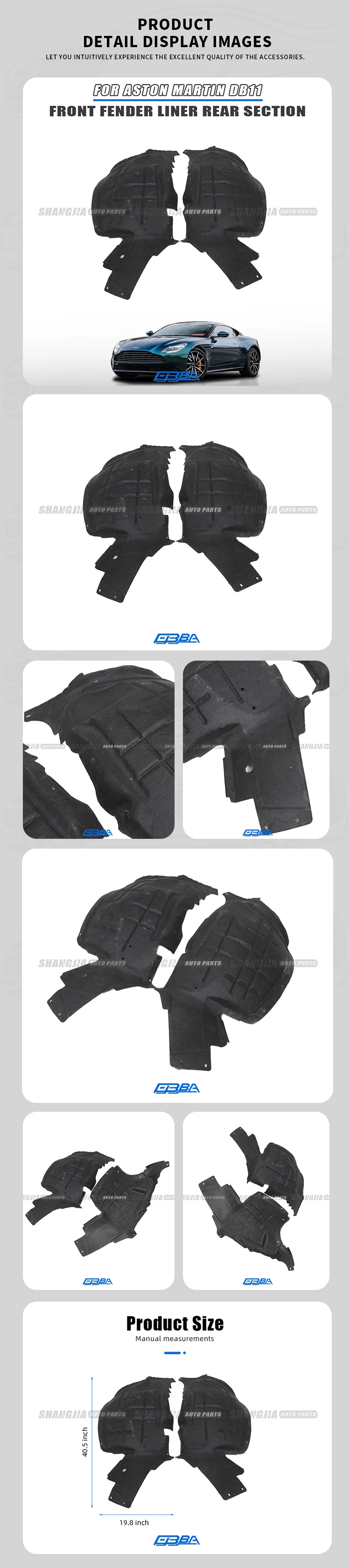 product good quality car nylon fleece composite front fender liner rear for aston martin db11 2016 2023 hy53 166567 ad hy53 166566 ad930-3