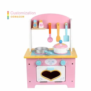 Hot Selling Wooden Pretend Kitchen Accessories Toy Set Pretend Play Love Cooktop Stovetop Cook Wooden Kids Kitchen Set Toy