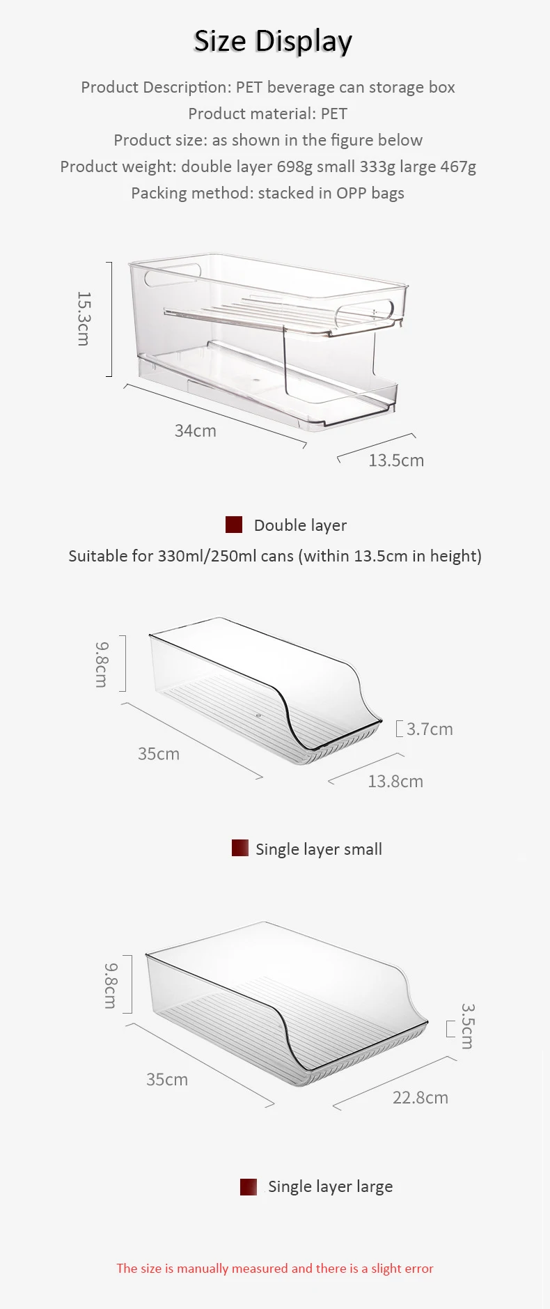 Double-layer Soda Can Organizer For Refrigerator, Pet Beverage Can