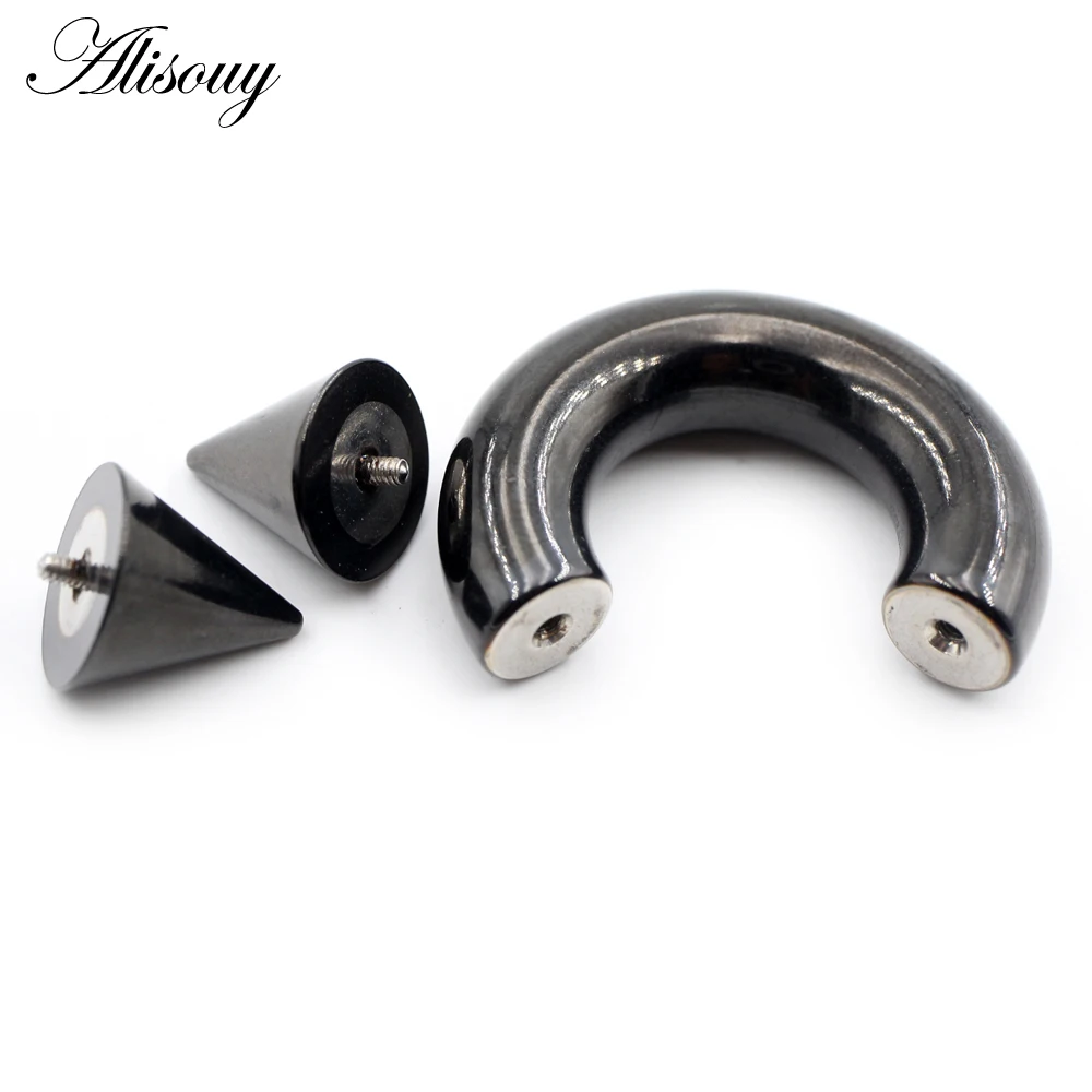 Alisouy 1pc Big Large Size Captive Spike Nose Ring Ear Plug Expander Guauge Male Genital BCR Hoop Earrings Piercing Body Jewelry