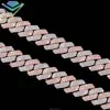 2 tones plated-14 mm 2 rows moissanite silver chain
