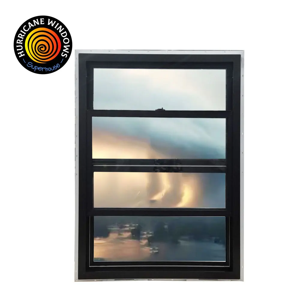 Superhouse Window NFRC NAFS Hurricane Resistance Customized  Aluminum Laminated Glass Vertical Sliding Window Single Hung Window