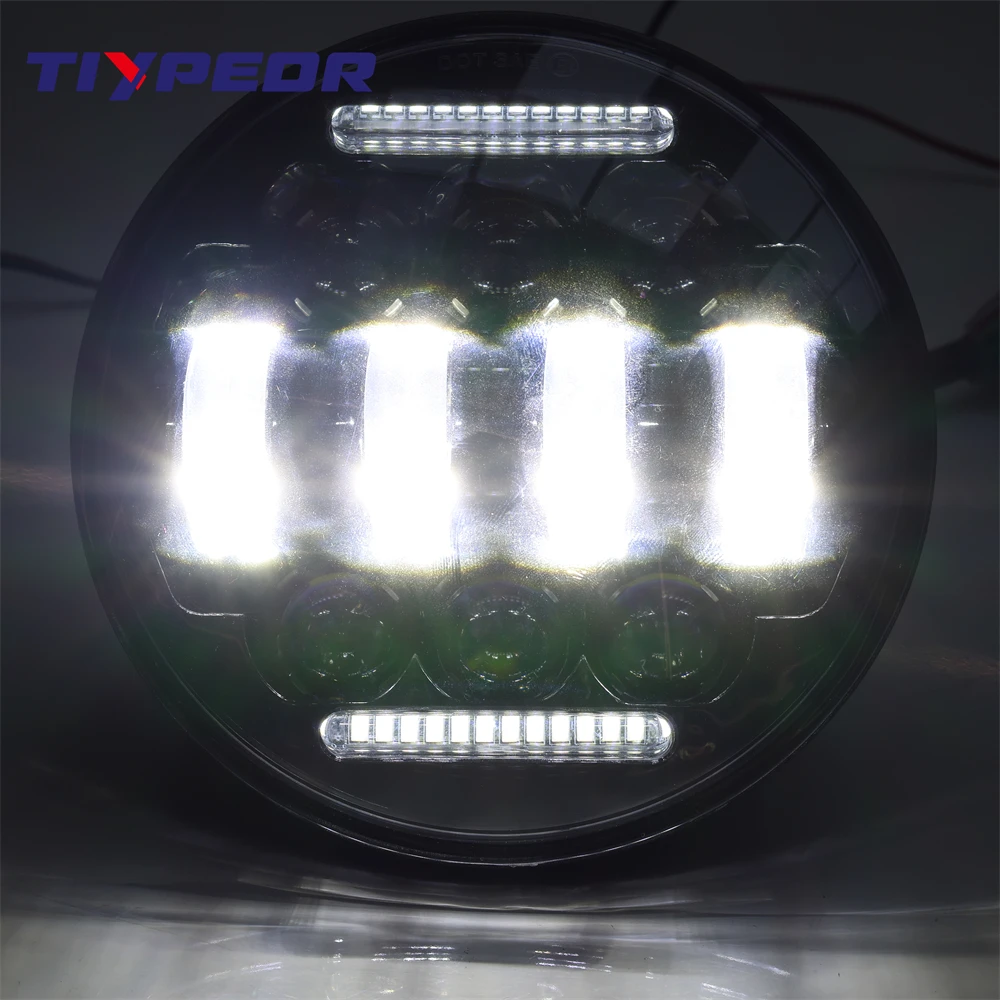 product tiypeor universal headlight 575inch drl for iron 1200 883 street softail dyna projector round led motorcycle headlamp-10