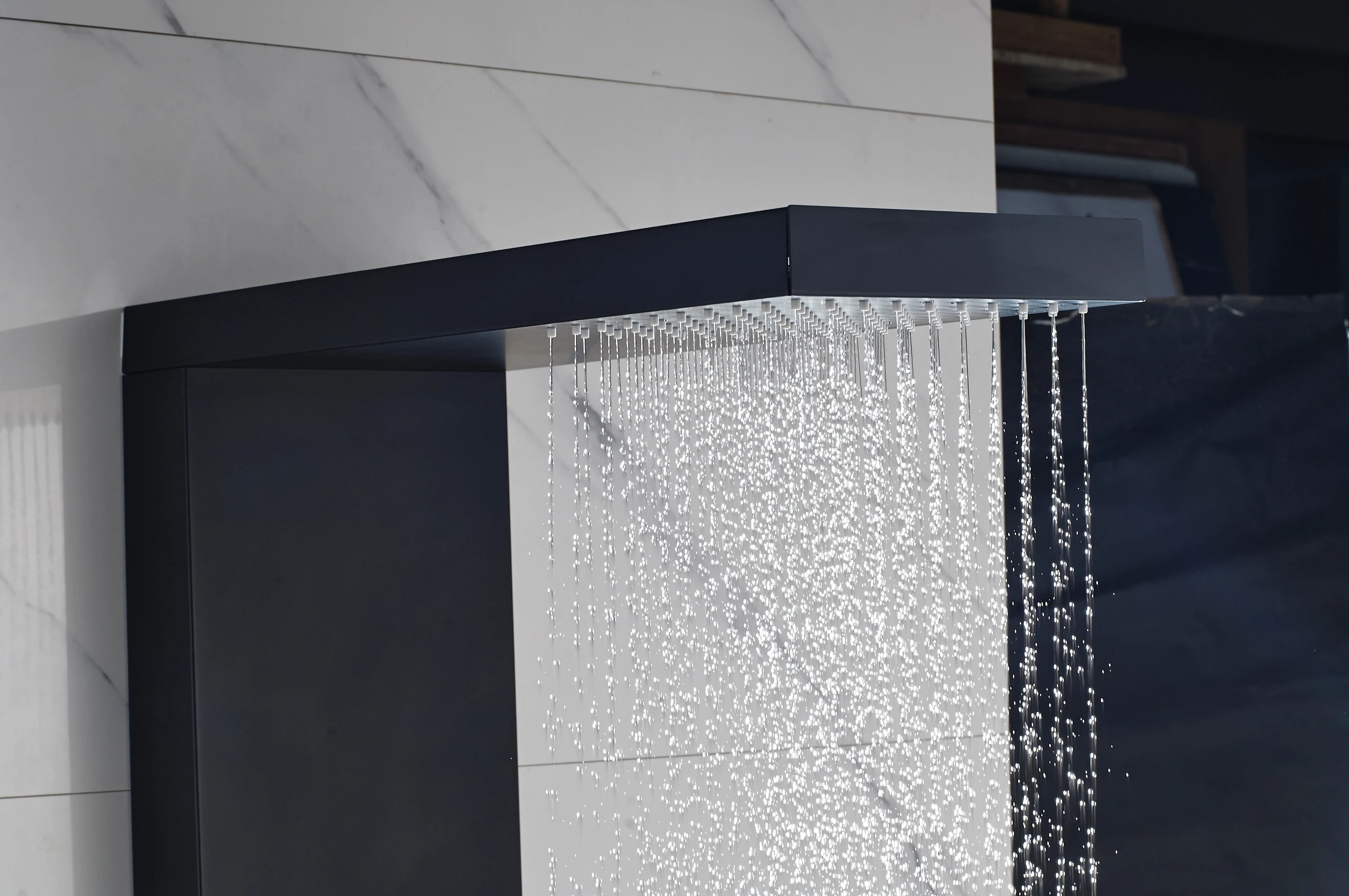 Matte Black Stainless Steel Bathroom Shower System Rainfall Shower ...