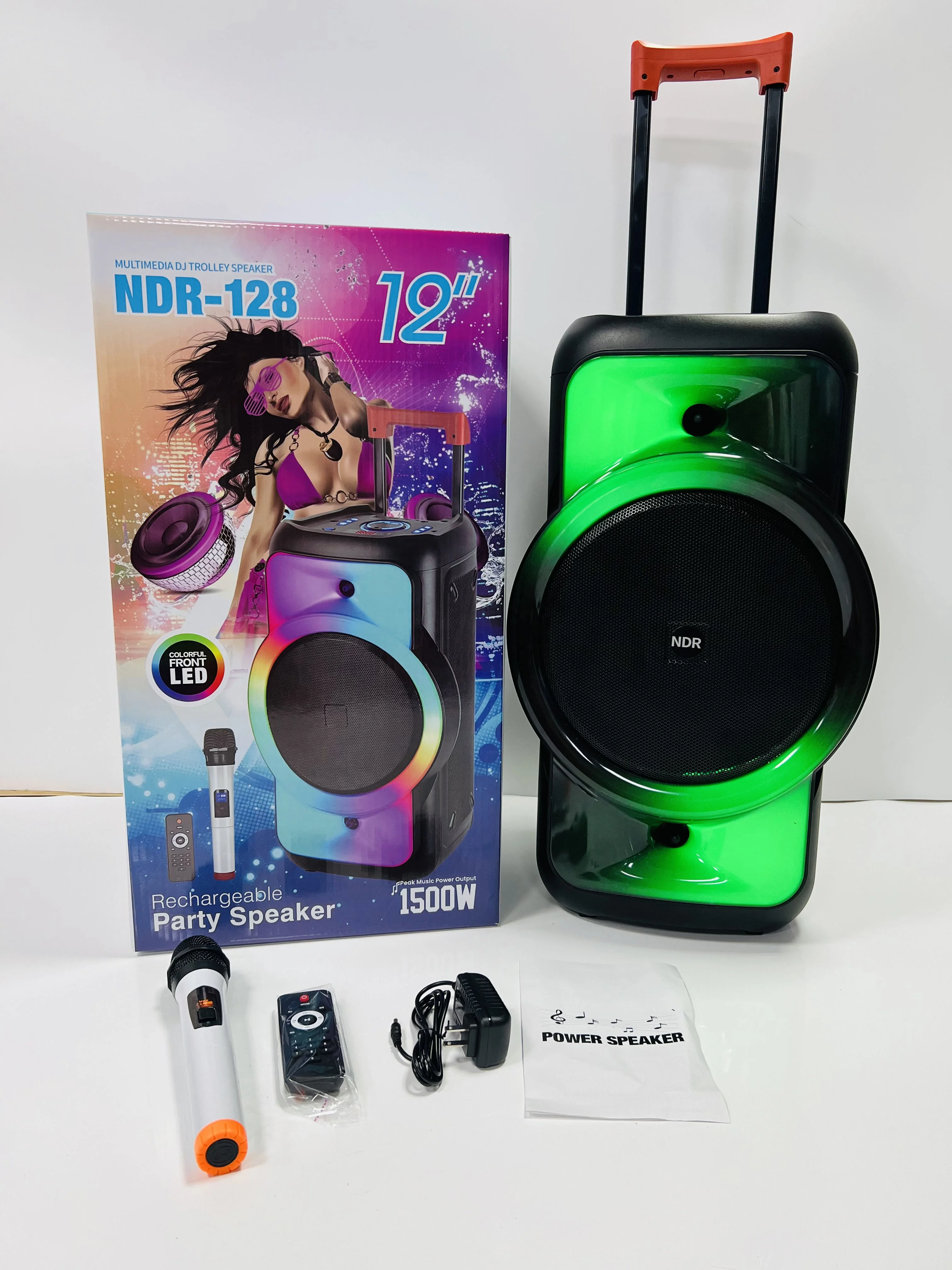 NDR 128 High Power 40W Rechargeable Outdoor Fire Light Karaoke Trolley