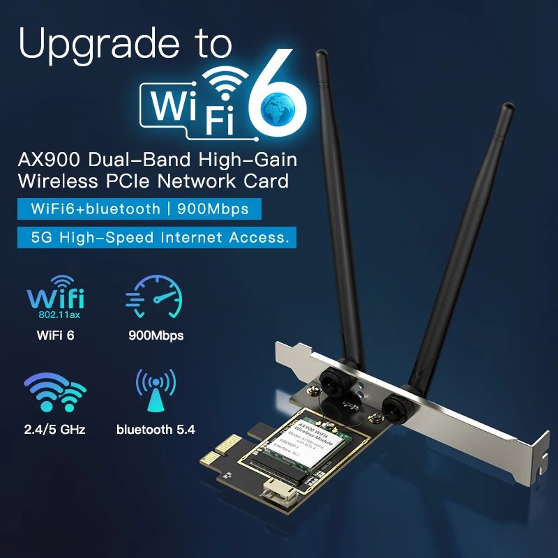 EDUP EP-9617ES AX900 PCIe Network Card Dual Band 802.11AX 900Mbps Wifi 6 Bluetooth 5.4 PCIe Adapter Stock Wireless Nwtqork Card
