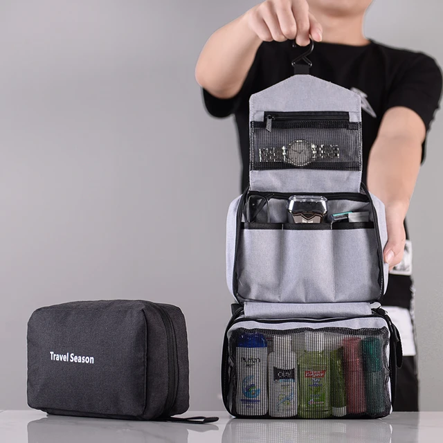 Waterproof Portable Travel Cosmetic Bag  for Men Women Bathroom Storage Organizer With Sturdy Hook Hanging Toiletry Bag