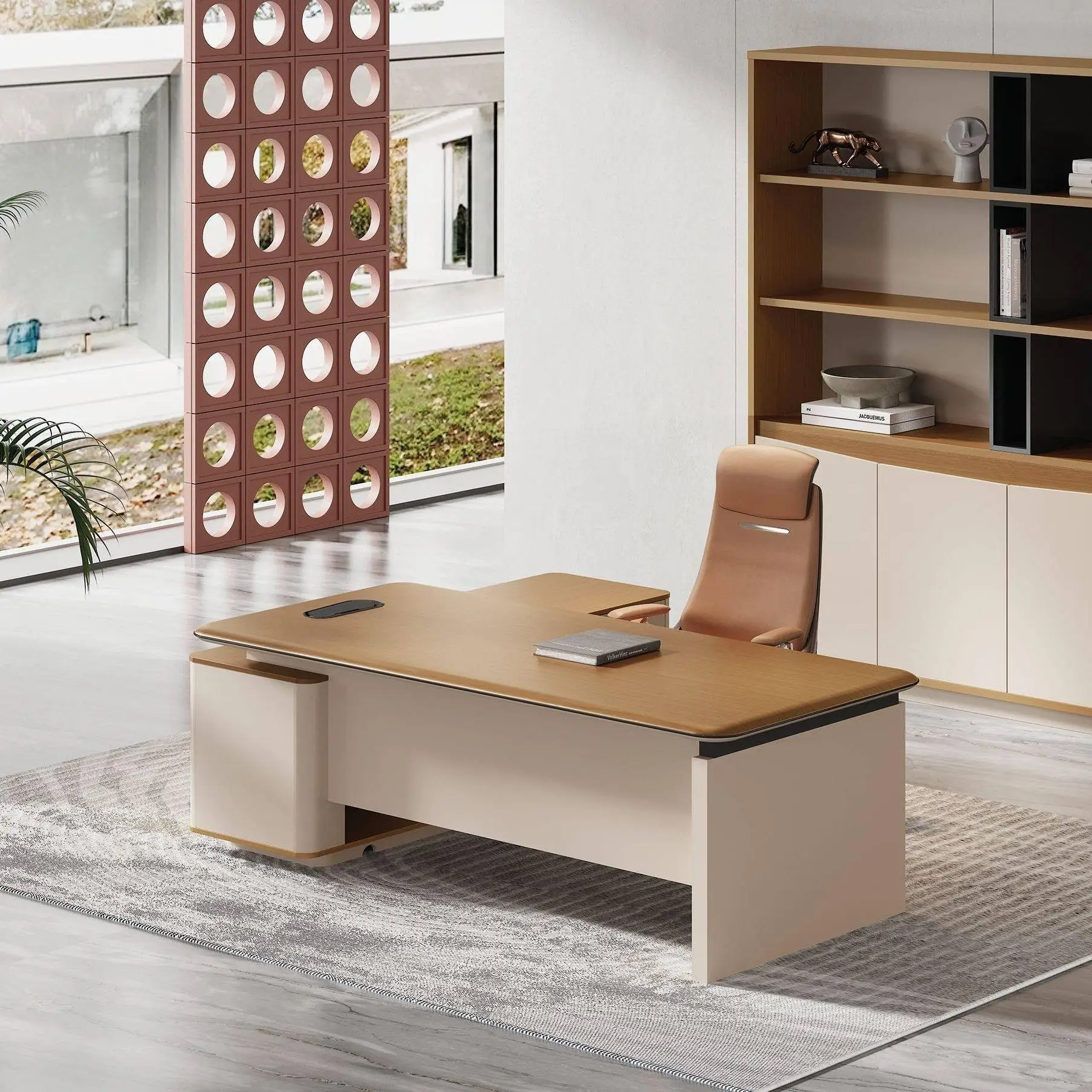 Luxury Executive 0ffice Desk With Cabinet Drawer Rectangle Shape 0ffice boss Ceo Office Desk Executive Desk with Cabinet