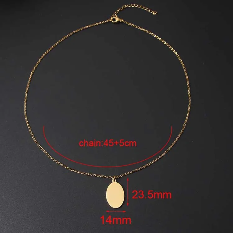 Custom Oval Pendant Chain Necklace