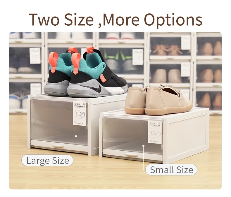 HAIXIN Convenient Design Style Stackable Pull Out Transparent Plastic Shoe Box Drawer Storage Shoe Box