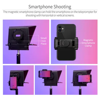 FEELWORLD Mini Teleprompter Support up to 8" Smartphone/Tablet Prompting Smartphone DSLR Shooting with APP Remote Control TP2A detail image
