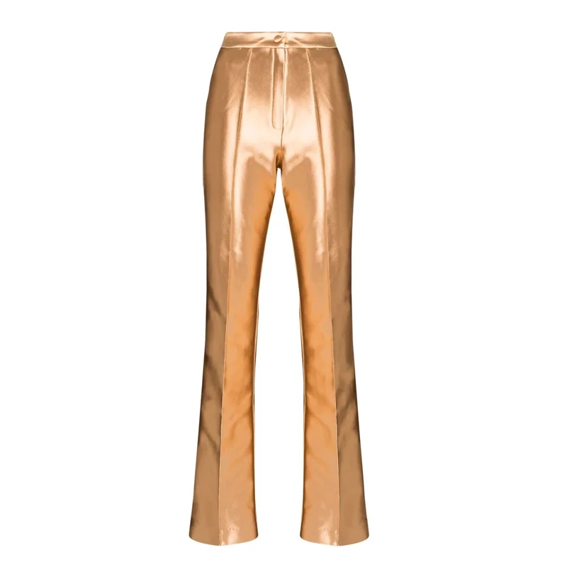Metallic Sheen Straight Leg Pants Women 