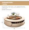 Tavolino da tè a doppio scomparto, color crema, 90 cm, con design antivento