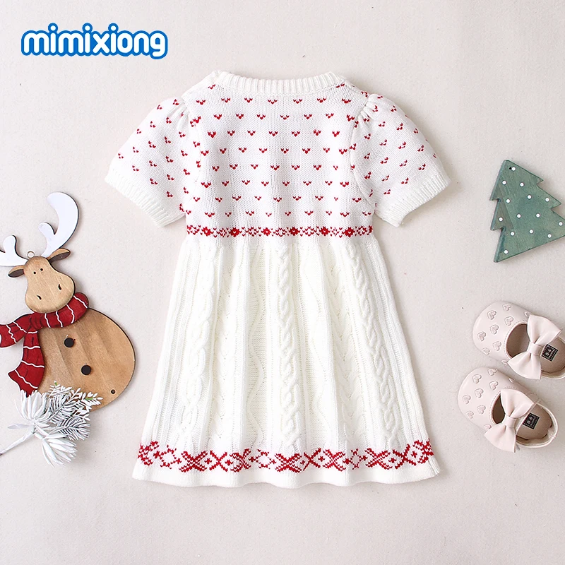 Baby Meisje Jurken Mode Kerst Stijl Elanden Boom Patroon Breien