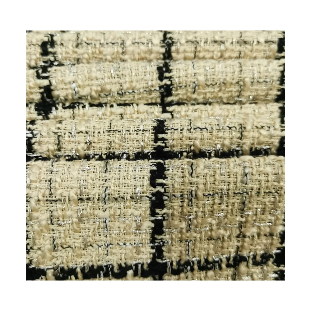Wholesale Beautiful Fabric Fancy And Luxury Polyester Tweed Fabric Woven Fabric For Dresses