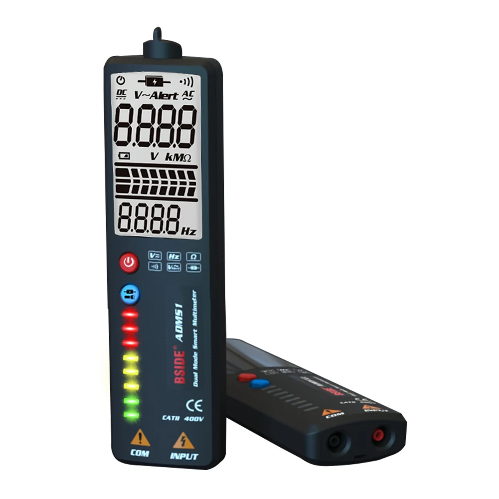 BSIDE ADMS1 2-in-1 Digital Multimeter Curved Screen Smart Voltmeter & NCV Live Wire Tester CE RoHS FCC Certified