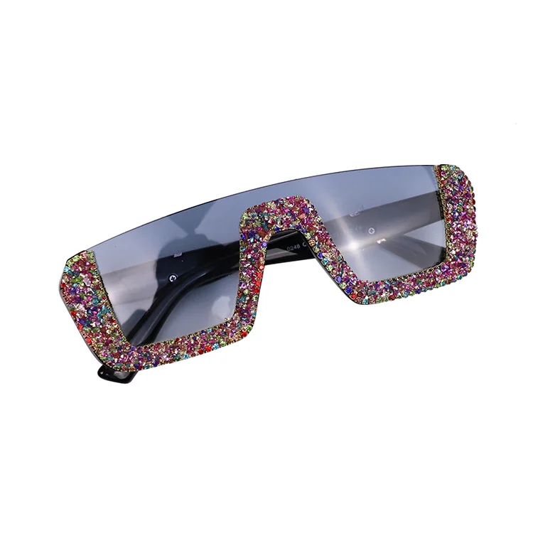 CHENGYU Kids Oversize Square Sunglasses, Bling Rhinestone Frame Sunglasses  