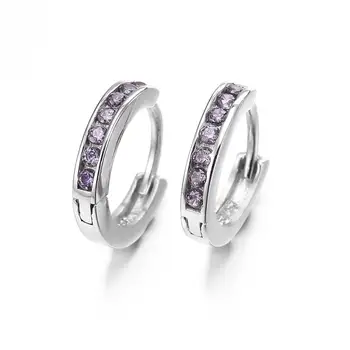 JASEN JEWELRY Custom designs color tanzanite topaz silver cute huggie earring for girl in white gold plated