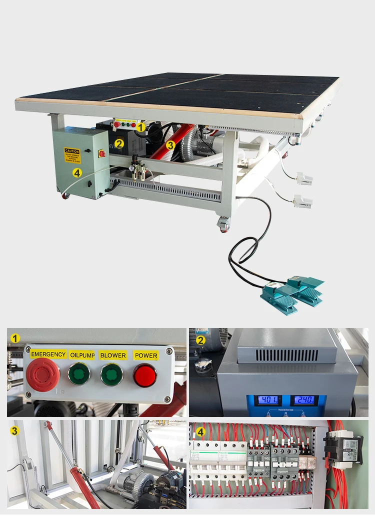 90 Degree Table Tilting Air Float Breaking Manual Cutting Table Glass