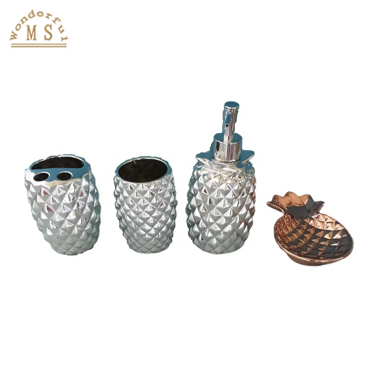 4 piece ceramic bathroom sanitary vanity sets home and hotel accessories pineapple shape design with customerized color offered