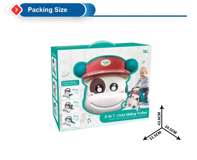 2022 New Arrival 3 in 1 Simple Baby Walker for Stroller Pram Toy Roller Car Musical Kids Babies Boy Girl with Music