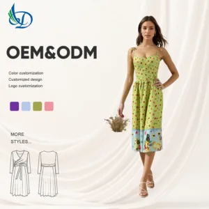 Spring New Fashion Sling Loose Fit Natural Woven Eco-Friendly Washable Sexy Women's Dress